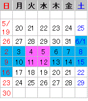 さくらんぼ狩りカレンダー